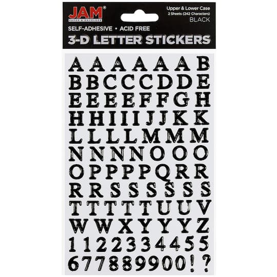 JAM Paper Silver Upper & Lower Case Alphabet Letter Stickers